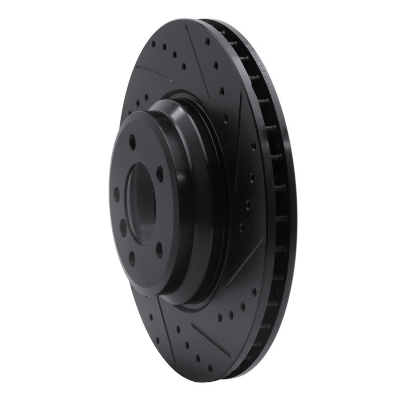 BMW 335I Brake Rotor (1) - Front Right - R1 Concepts - Drilled & Slotted - Black - `07-`15